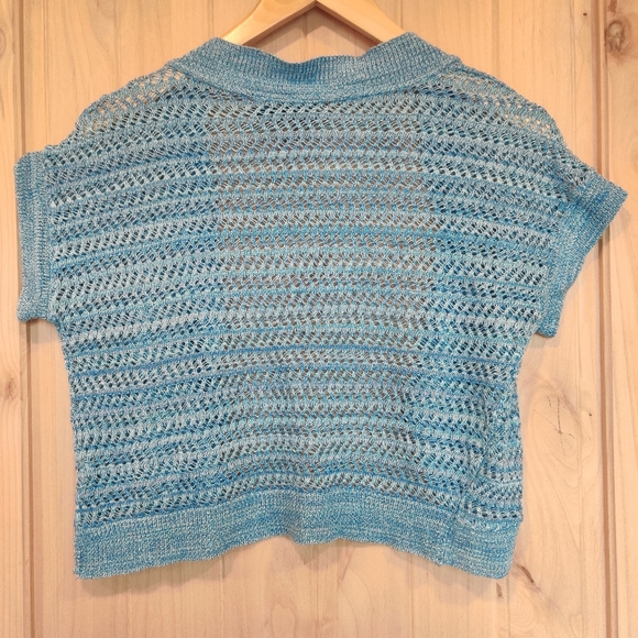 Basic Editions Blue Knit Shrug - Picture 3 of 5